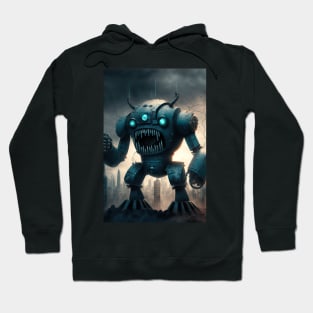 Alien Monster giant robot cyborg attacking the city Hoodie